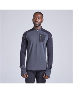 Зимняя беговая рубашка с длинными рукавами Warm Light мужская черная/серая/желтая Kiprun