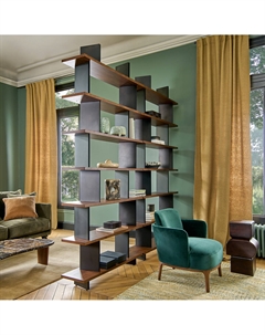 Книжный шкаф-перегородка с отделкой из шпона ореха Laos каштановый Am.pm.