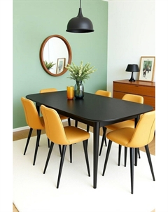 Стол обеденный из натуральных материалов на 56 персон черный So'home