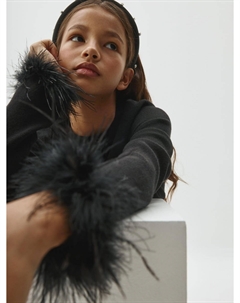 Вязаный кардиган с перьями для девочек Sela