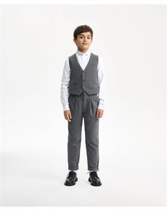 Жилет для мальчика текстильный из твида серый Gulliver
