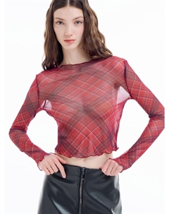 Полупрозрачный лонгслив в клетку Твое