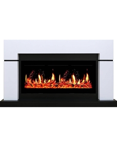 Камин Lindos (Белый с чёрным) + 5D V-ART 40 Royal flame