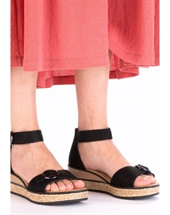 Босоножки на танкетке, черный Rieker