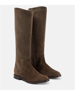 Замшевые сапоги до колена, серый Brunello cucinelli