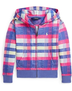 Худи Kids Plaid Loopback Fleece Full-Zip Hoodie, цвет Nantucket Madras/Yellow Polo ralph lauren