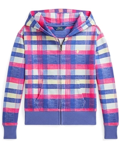 Худи Kids Plaid Loopback Fleece Full-Zip Hoodie, цвет Nantucket Madras/Yellow Polo ralph lauren