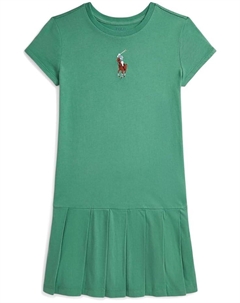 Платье Kids Big Pony Pleated Cotton Jersey Dress, цвет Fairway Green Polo ralph lauren