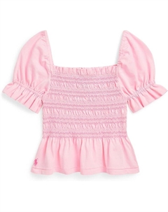 Топ Kids Smocked Cotton Jersey Peplum Top, цвет Carmel Pink Polo ralph lauren