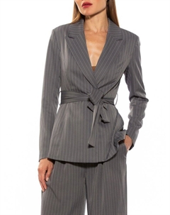 Оля Полосатый пиджак с галстуком, цвет Grey Stripe Alexia admor