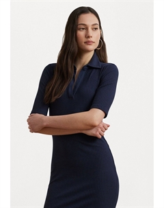 Платье-джемпер Rib Knit Elbow Sleeve Polo Dress - Shift dress, темно-синий Lauren ralph lauren