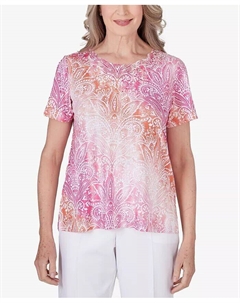Женский топ Paradise Island с кружевом и омбре-медальоном, мультиколор Alfred dunner