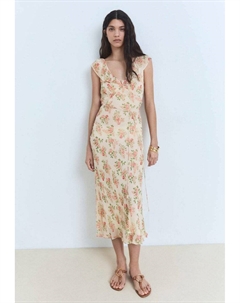 Повседневное платье FLORAL MIDI WITH BOW, кремовый Mango