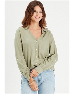 Блузка на пуговицах LANGARM, хаки Cache cache