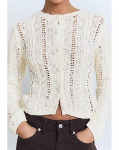 Кардиган OPENWORK, кремовый Mango
