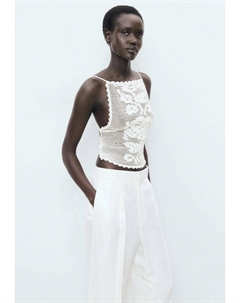 Топ CROCHET MIT OFFENEM RÜCKEN, кремовый Mango