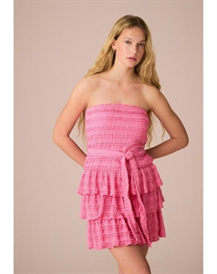 Коктейльное/вечернее платье REGULAR FIT-BANDEAU RUFFLE TEXTURED TIE WAIST MINI, розовый Next
