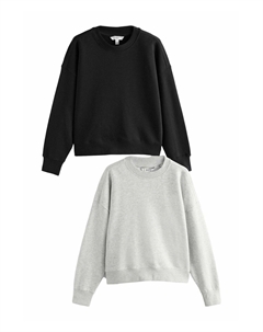 Толстовка SUPERSOFT ESSENTIALS CREW NECK SEAM DETAIL 2 PACK, черный Next