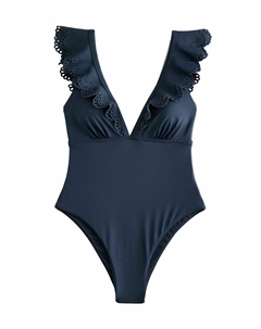 Купальник REGULAR FIT - PLUNGE FRILL LASER CUT TUMMY CONTROL, синий Next