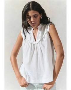 Топ V-NECK EMBROIDERED FRILL SLEEVLESS - Blouse, белый Next