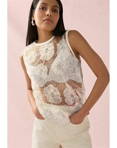 Топ REGULAR FIT - BEADED FLORAL PRINT SEQUIN, белый Next