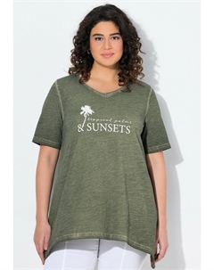 Футболка с принтом SUNSET LETTERING SHORT SLEEVE GRAPHIC, оливковый Ulla popken