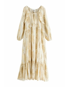 Платье макси REGULAR FIT - LONG SLEEVE RUFFLE TIE FRONT, бежевый Next