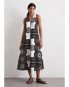 Повседневное платье DRESS SLEEVELESS V NECK FIT AND FLARE SHAPE CUTLINES PRINTED, белый Marc o'polo