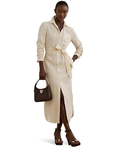 Платье Belted Linen Shirtdress, цвет Mascarpone Cream Lauren ralph lauren
