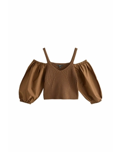 Джемпер REGULAR FIT COLD SHOULDER VOLUME SLEEVE, коричневый Next