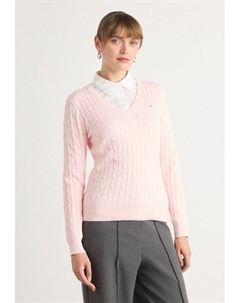 Джемпер CABLE V NECK, светло-розовый Gant