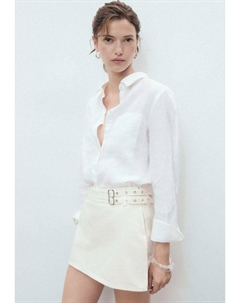 Мини-юбка WITH DOUBLE - A-line skirt, белый Mango