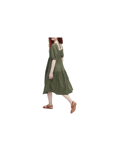 Платье с короткими рукавами женское оливковое Uniqlo