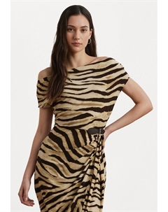 Платье из джерси Print Buckle Trim Off the Shoulder Dress - Cocktail dress / Party dress, бежевый Lauren ralph lauren