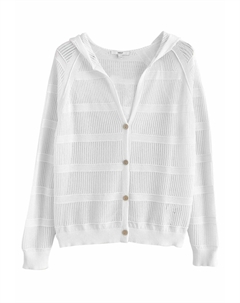 Кардиган REGULAR FIT - LIGHTWEIGHT STITCH HOODED, белый Next