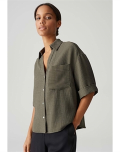 Блузка на пуговицах LOOSE FIT CRINKLE, оливковый Opus
