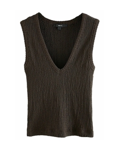 Топ REGULAR FIT SLEEVELESS TEXTUED, коричневый Next