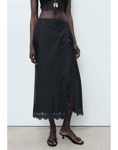 Юбка А-силуэта Wrap skirt, черный Mango