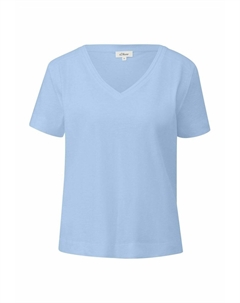 Базовая футболка V-AUSSCHNITT KURZARM FLAMMGARN, светло-голубой S.oliver