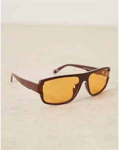 Солнцезащитные очки-авиаторы Festival в коричневой оправе с янтарными линзами Asos design