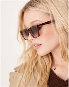 Солнцезащитные очки «кошачий глаз» в тонкой оправе в черепаховом цвете Asos design