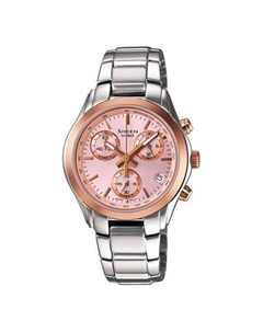 Часы SHEEN Waterproof Stainless Steel Strap Pink Analog, розовый Casio