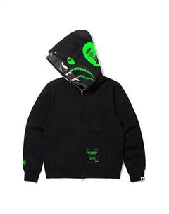 Худи x UNDEFEATED Shark Camo Full Zip Hoodie 'Black Green' A bathing ape®