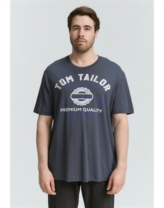 Футболка с принтом PLUS MIT LOGO, темно-синий Tom tailor