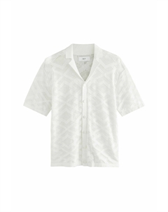 Рубашка RELAXED FIT SHORT SLEEVE WITH CUBAN COLLAR, белый Next