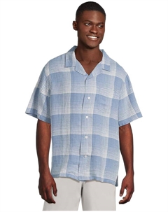 Рубашка Linen Camp Shirt Short Sleeve, цвет Blue/White Ombre Pendleton