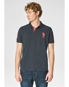 Рубашка поло A MANICHE CORTE CON LOGO E NUMERO, синий U.s. polo assn.