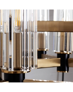 Люстра на штанге из металла и стекла желтый So'home