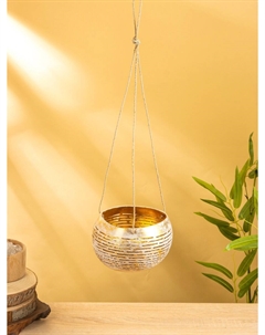 Подсвечник подвесной из кокоса, 12-15 см, золотисто-белый Nobrand