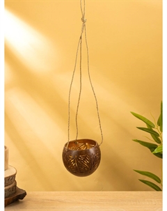 Подсвечник подвесной из кокоса, 9-12 см, коричневый Nobrand